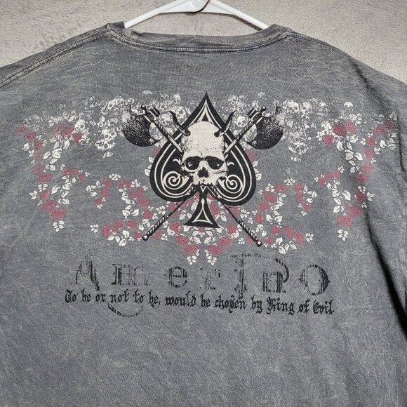 Vintage OTB One True Brand‎ T-Shirt Mens Sz XL Gray Skull Spade Gothic Biker USA - Picture 4 of 9